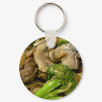 Beef, broccoli & mushroom stir fry keychains