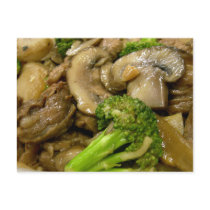 Beef, broccoli & mushroom stir fry postcards by JeanC_PurpleDucky Beef, broccoli & mushroom stir fry postcards