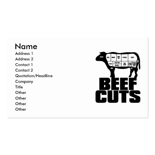 Beef_Cuts Business Card Templates (front side)