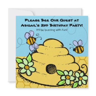 Beehive and Bees Customized  Birthday Invitations invitation