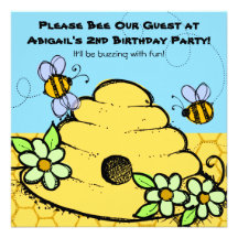 Beehive and Bees Customized  Birthday Invitations