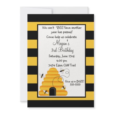 Beehive Bumble bee Birthday Invitations by LittlebeaneBoutique