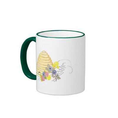 Beehive of Coiled Straw and Flowers Coffee Mug by pinkalmond