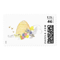 Beehive of Coiled Straw and Flowers Stamp