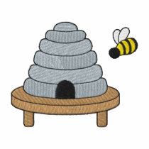 Beehive with bee embroidered shirts