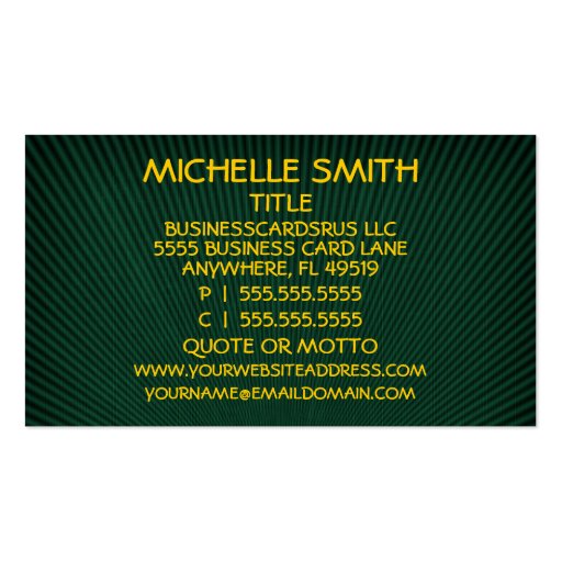 Beekeeper Green and Gold Business Card (back side)