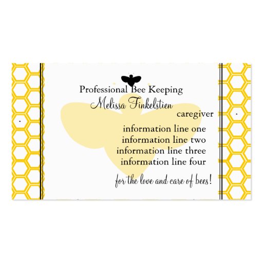 Beekeepers Card Business Card Templates (front side)