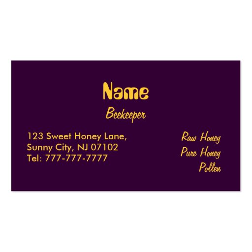 Beekeeping business cards (back side)