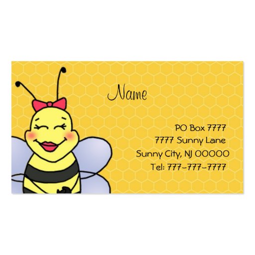 Beekeeping Business Cards (back side)