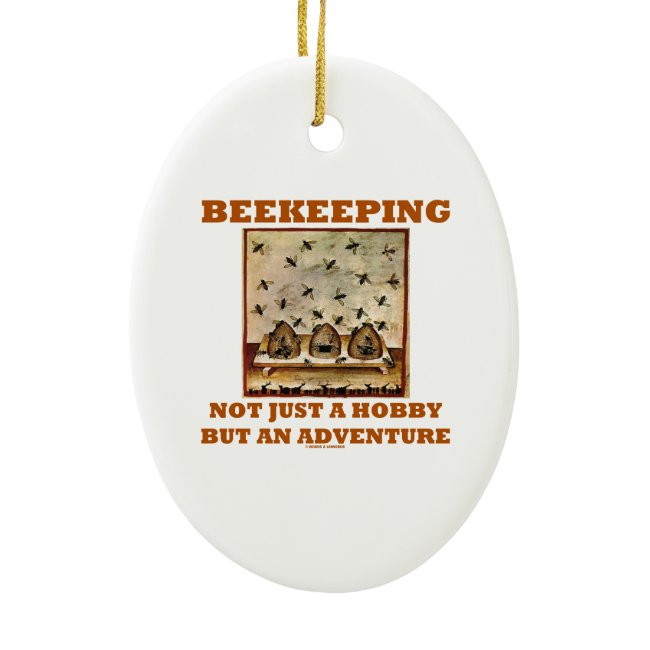 Beekeeping Not Just A Hobby But An Adventure Double-Sided Oval Ceramic Christmas Ornament