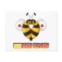 BEElieve in Love Bumble Bees postcards by cutespot BEElieve in Love Bumble Bees postcards