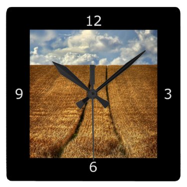 Been and Gone wheat field with Tractor Tracks Square Wallclock