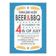 Beer and BBQ 4th of july party invitation