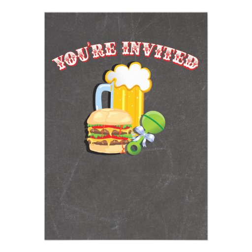 Beer and Diaper Baby Shower for Dad to be Custom Invitation