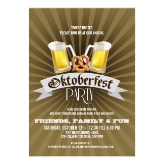 Beer and Pretzels Oktoberfest Party Invitations