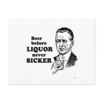 BEER BEFORE LIQUOR postcards