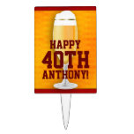 Beer Birthday 40th Personalized Cake Topper