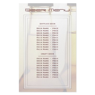Beer Bottle Beer Menu Stationery Design by EnduringMoments