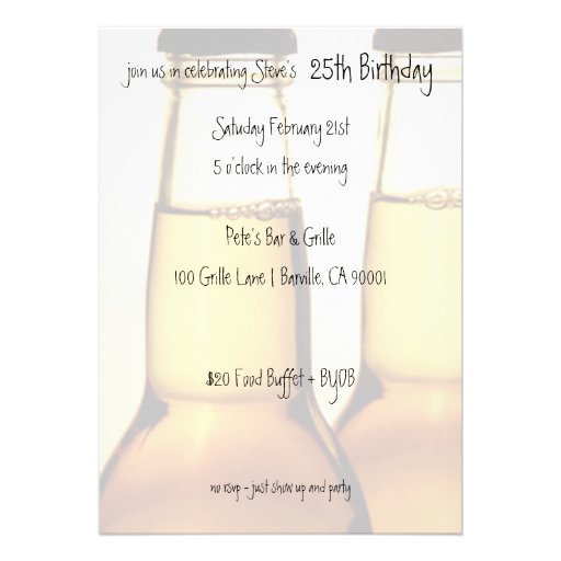 Beer Bottle Birthday Party Invitations