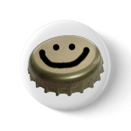 Beer Bottle Cap Smiley Face button