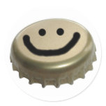 Beer Bottle Cap Smiley Face Stickers