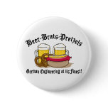 Beer Brats Pretzels German Pinback Button