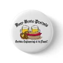 Beer Brats Pretzels German Pinback Button
