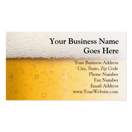 Beer Bubbles Close-Up Business Card Templates (front side)