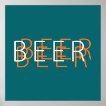 BEER Double Vision - Aqua Blue and Orange Print