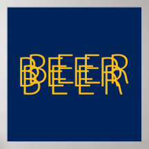 BEER Double Vision - Navy Blue and Gold Poster