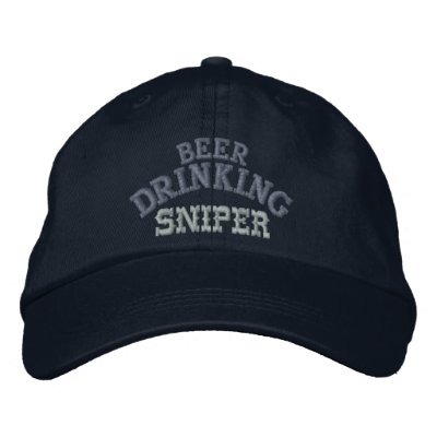 Beer Drinking Sniper Hat Embroidered Baseball Cap by cowboyannie