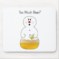 Beer Drinking Snowman Mousepad