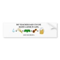 Beer Equation Bumper Sticker