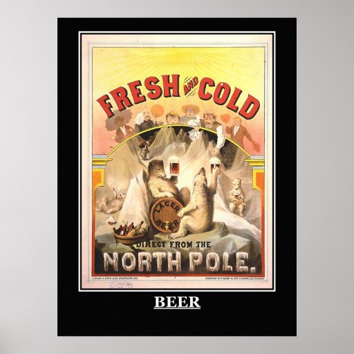 Beer Fresh and Cold Vintage Poster