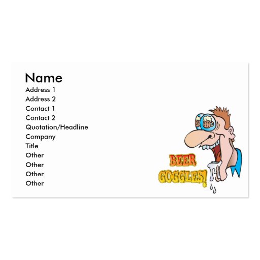 BEER GOGGLES funny drinking design Business Card Template (front side)