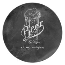 Beer is my religion on black watercolor base. plates