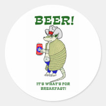 Beer It's What's For Breakfast Round Stickers