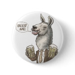 Beer Me Llama by Mudge Studios Button