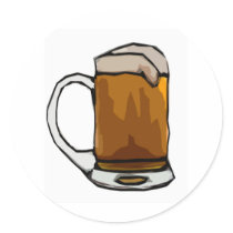 Beer Mug Caricature Round Sticker