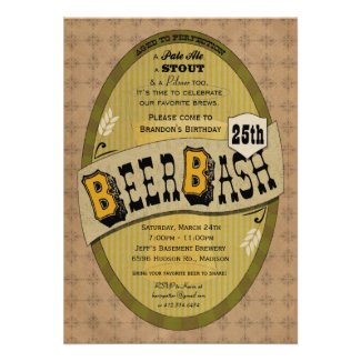 Beer Party or Beer Bash Invitation