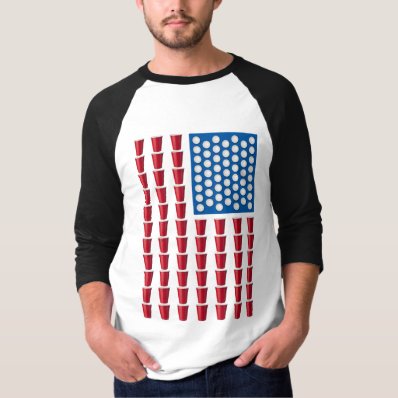 Beer Pong Drinking Game American Flag Shirt