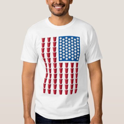 Beer Pong Drinking Game American Flag T-shirt