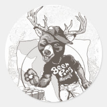 Beer? Pong Funny Beer Deer Hybrid Round Sticker