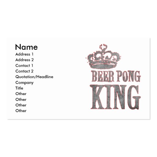 Beer Pong King Business Card Template (front side)