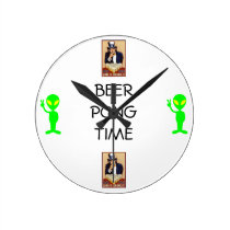 Beer Pong Time Wall Clock with Uncle Sam and Alien wall clocks