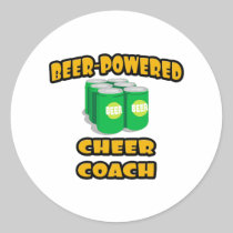 Beer-Powered Cheer Coach Round Stickers