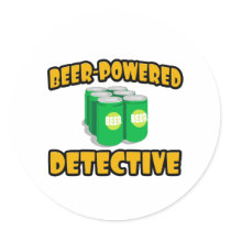 Beer-Powered Detective Round Sticker