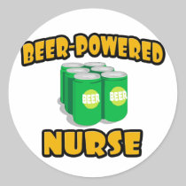 Beer-Powered Nurse Round Stickers