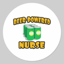 Beer-Powered Nurse Round Stickers