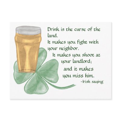 Beer & Shamrock/Irish Saying Post Cards by Lace9lives